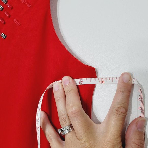 Sam Edelman Mini Shift Dress V-Neckline Beaded Sequine Sleeveless Red New XS - Picture 10 of 10